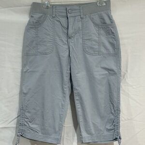 Lee Relaxed Fit 1889 Light Gray Women's Bermuda Cargo Shorts with Drawstring Hem